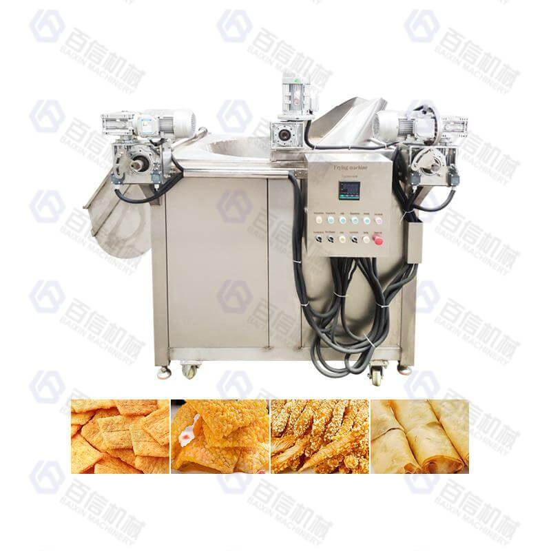 Vegetable automatic stirring batch fryer machine